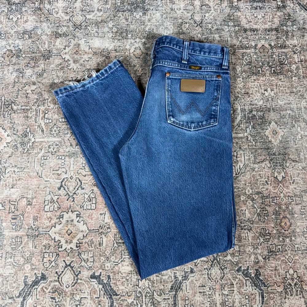 Wrangler 936PWD Cowboy Cut Slim Fit Blue Distressed Jeans 33x34 Mexico